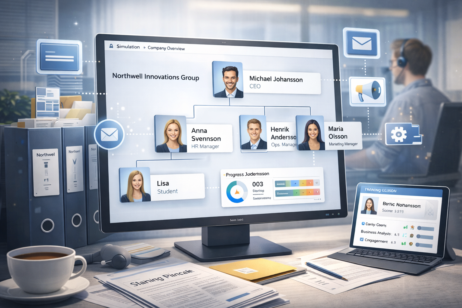 Organisationsscenario med AI-roller